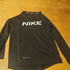 Nike Black Long Sleeve Performance Top with White Logo